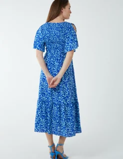 Floral Midi Dress With Angel Sleeve