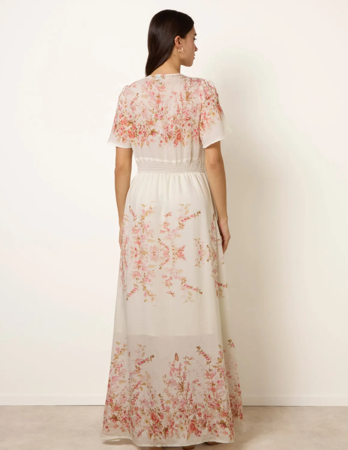 Floral Print Button Front Maxi Dress