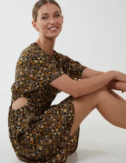 Floral Print Crew Neck Dress