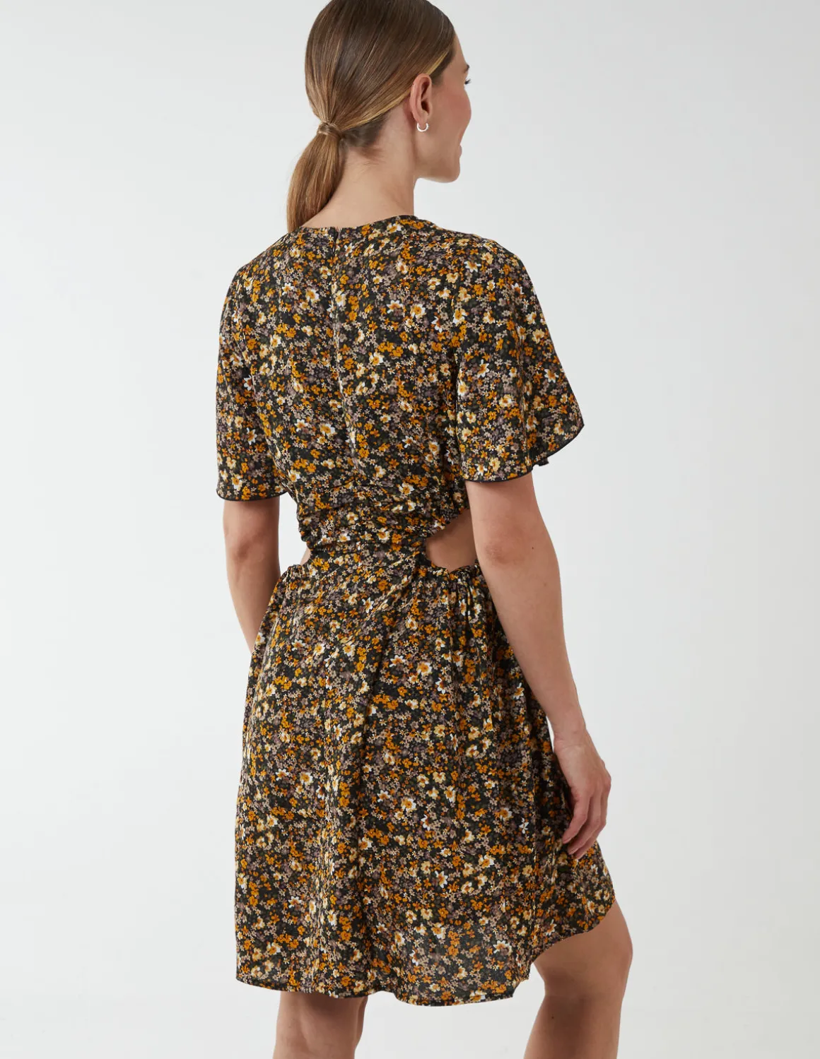 Floral Print Crew Neck Dress
