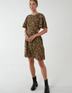 Floral Print Crew Neck Dress