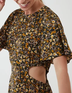 Floral Print Crew Neck Dress