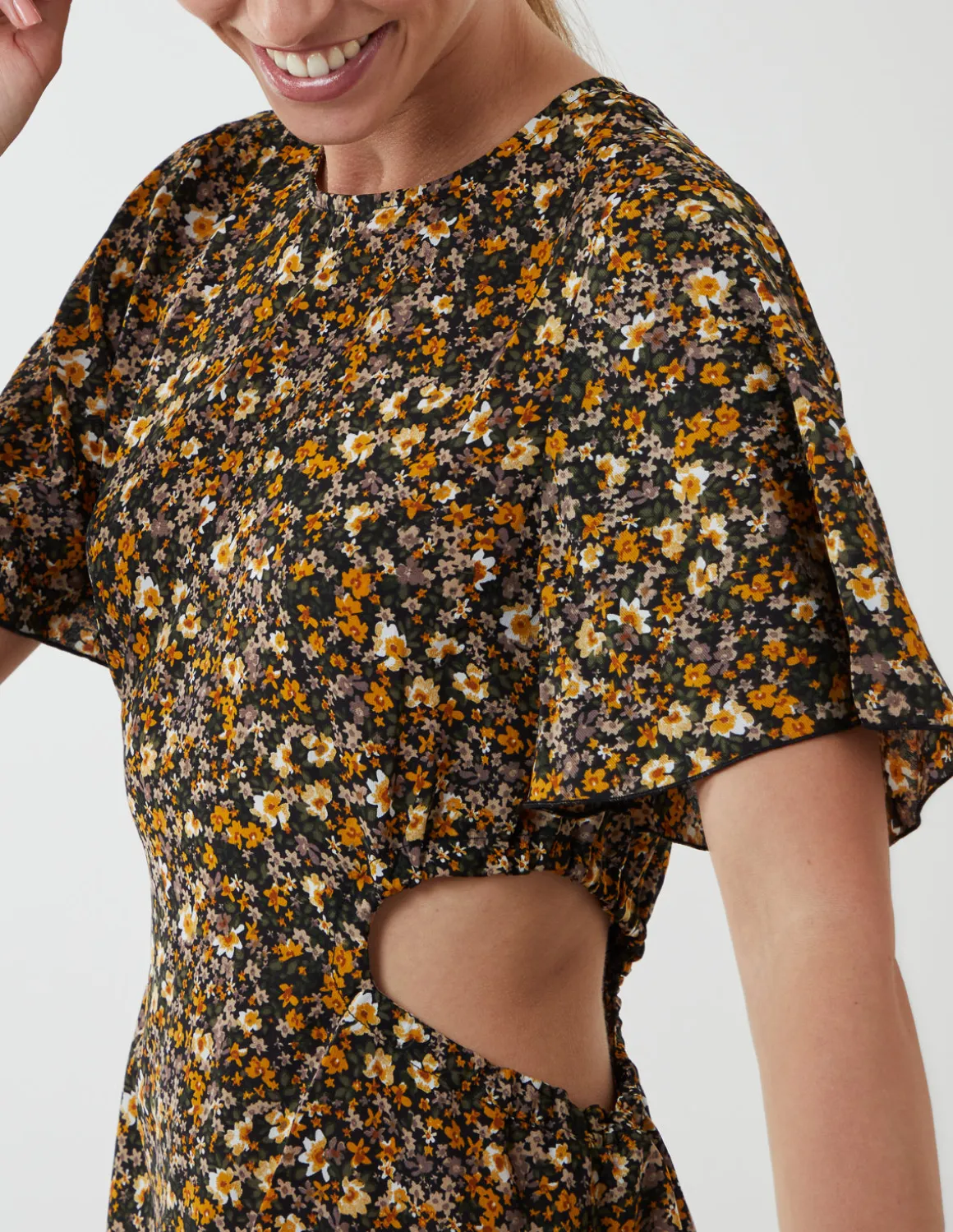 Floral Print Crew Neck Dress