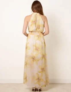 Floral Print Halter Neck Occasion Dress