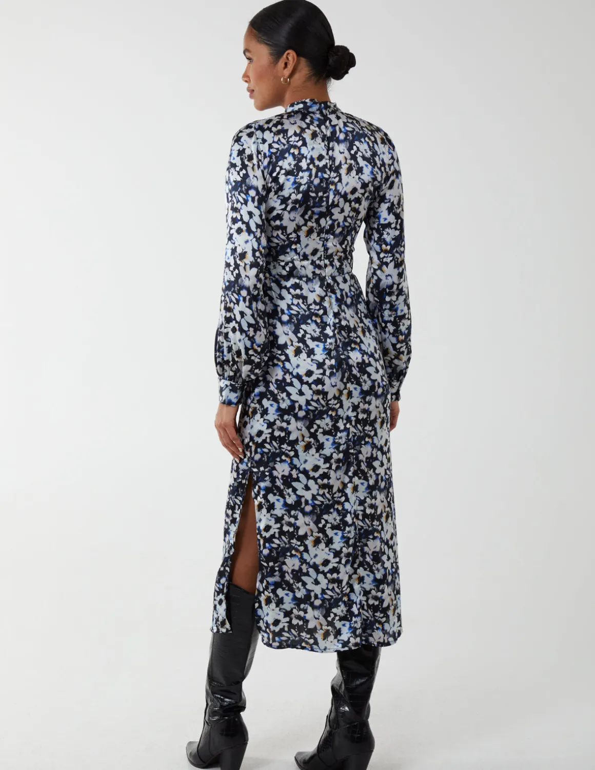 Floral Print High Neck Dress
