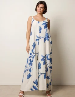 Floral Print Wide Leg Jumpsuit