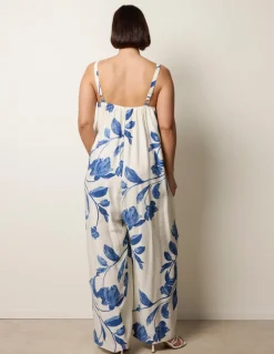 Floral Print Wide Leg Jumpsuit