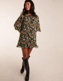 Floral Raglan Sleeve Tunic Dress
