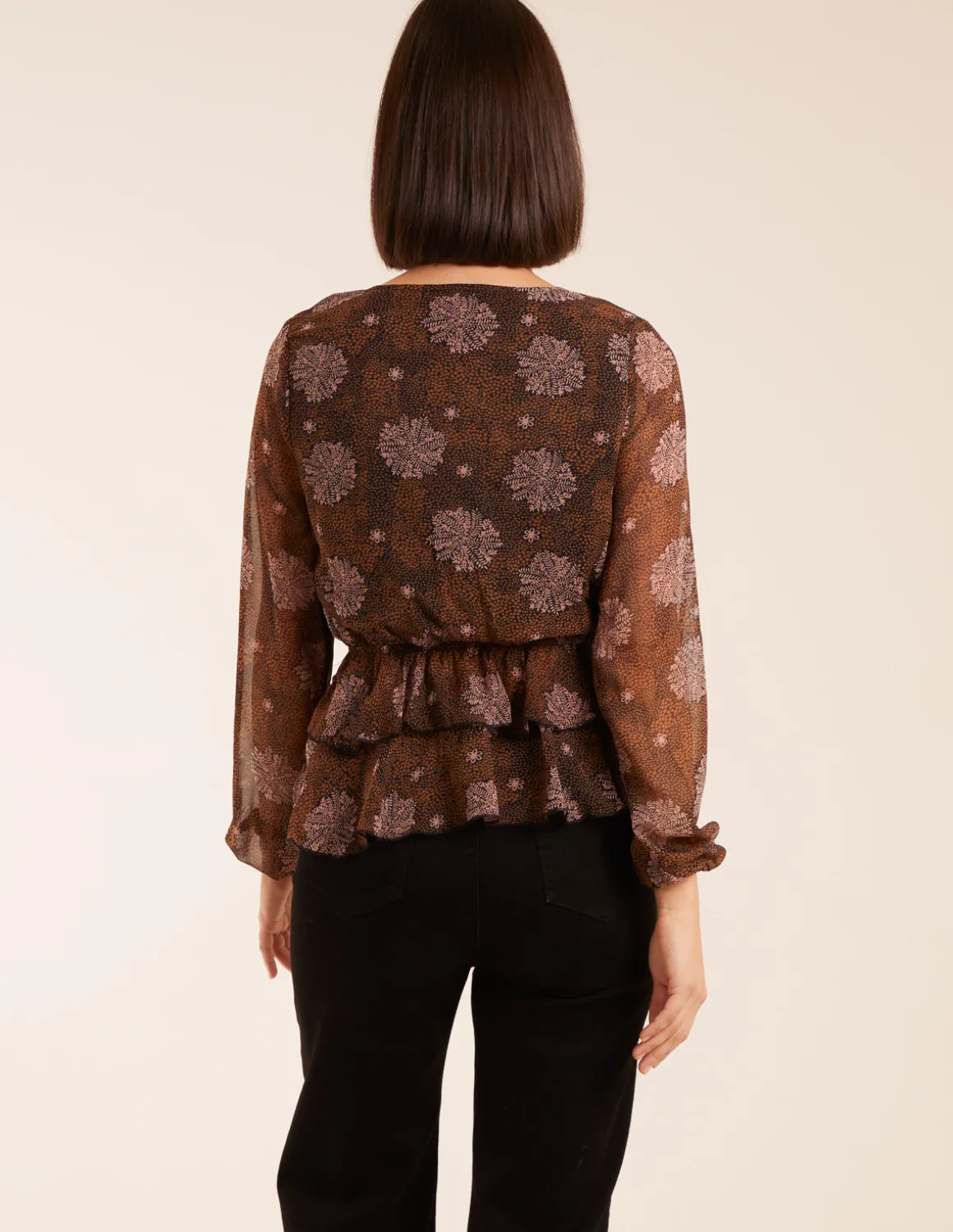 Floral Ruffle Wrap Blouse