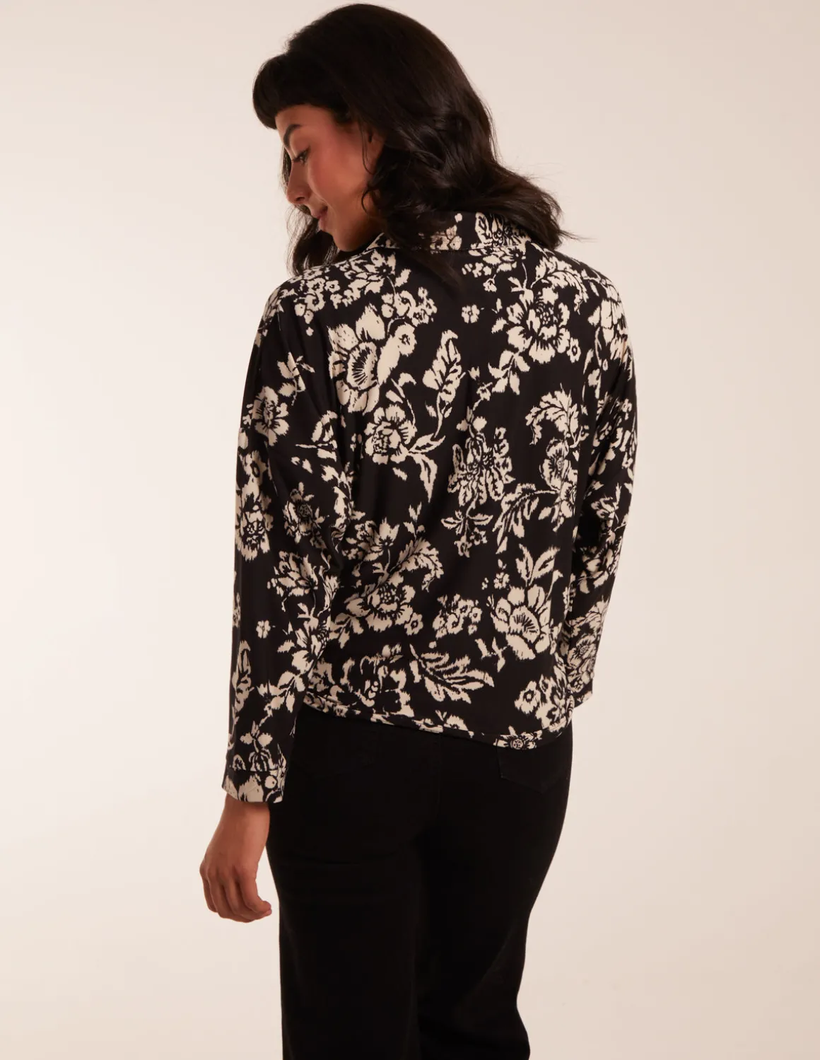 Floral Tie Front Oversized Shirt
