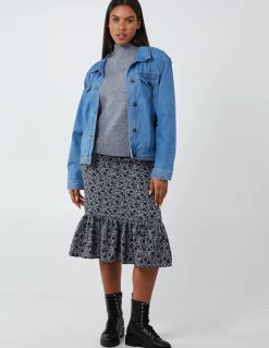 Floral Tiered Midi Skirt