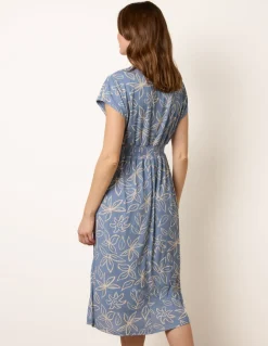 Floral Wrap Front Elasticated Waist Midi Dress