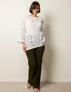 Flower Crochet Long Sleeve Top