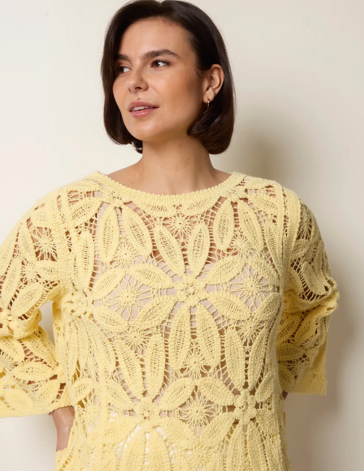 Flower Crochet Long Sleeve Top