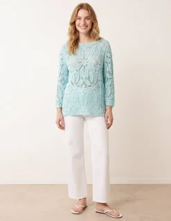Flower Crochet Long Sleeve Top