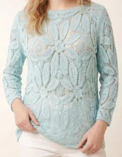 Flower Crochet Long Sleeve Top