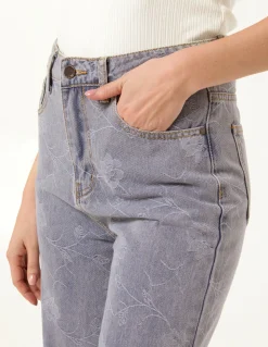 Flower Embroidered Jeans