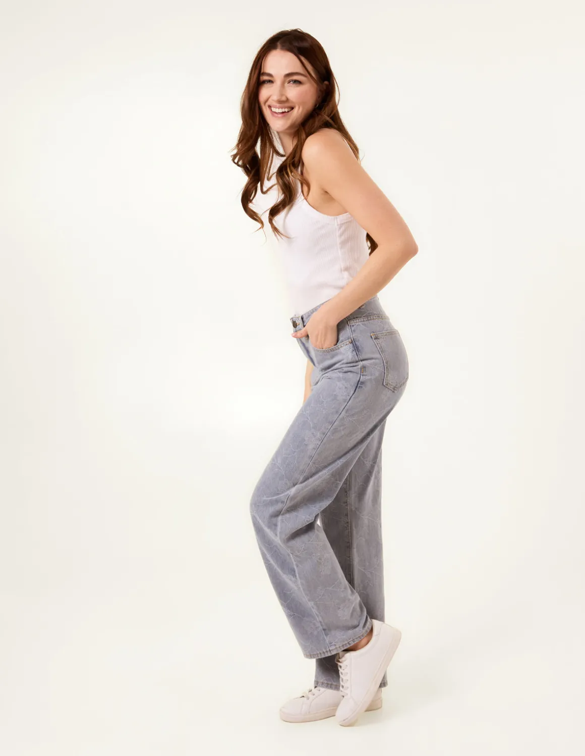 Flower Embroidered Jeans