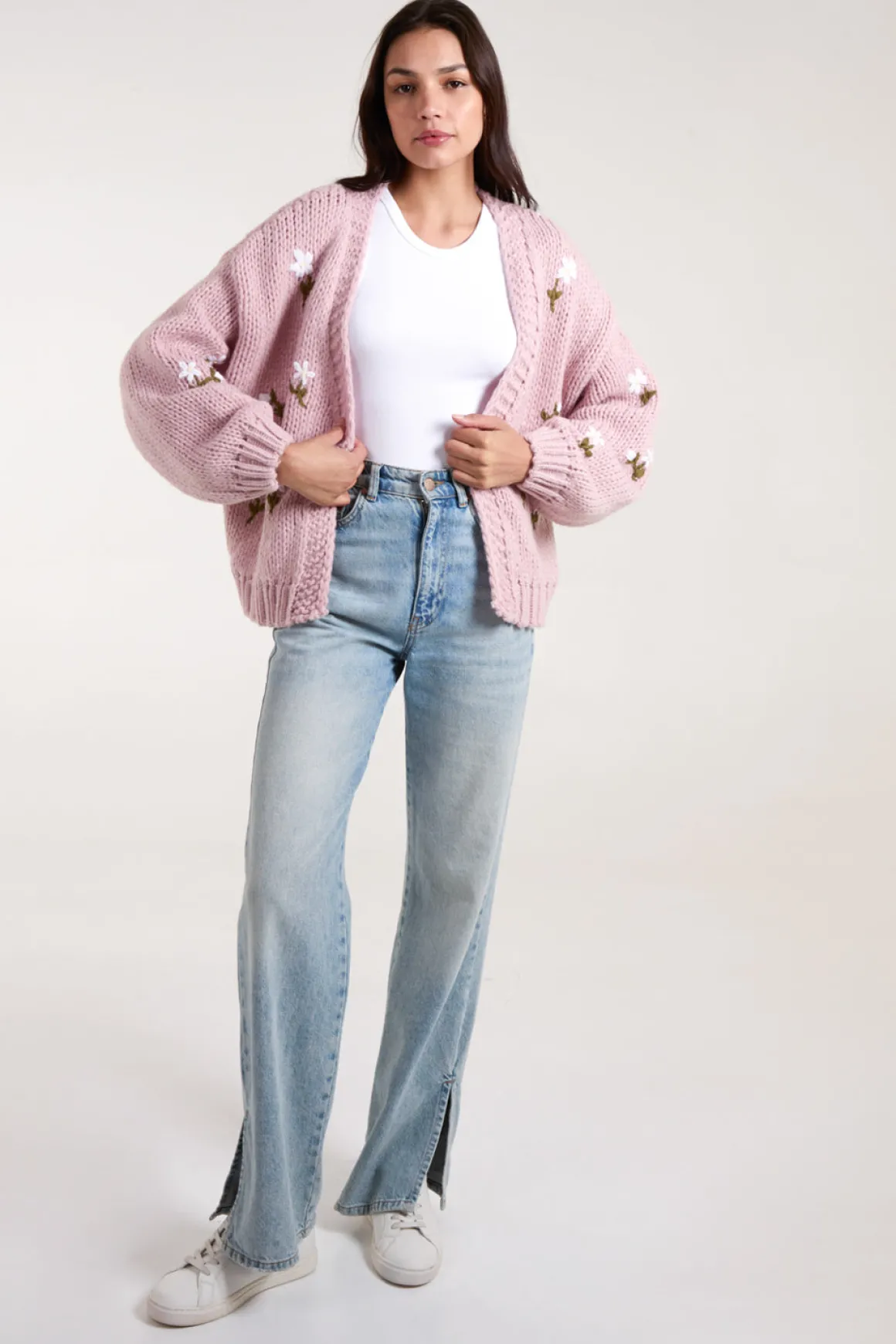 Flower Embroidery Detailed Cardigan