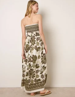 Flower Print Bandeau Maxi Dress
