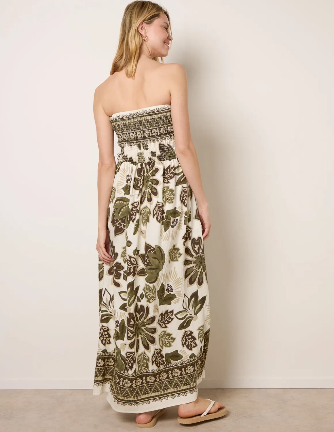 Flower Print Bandeau Maxi Dress