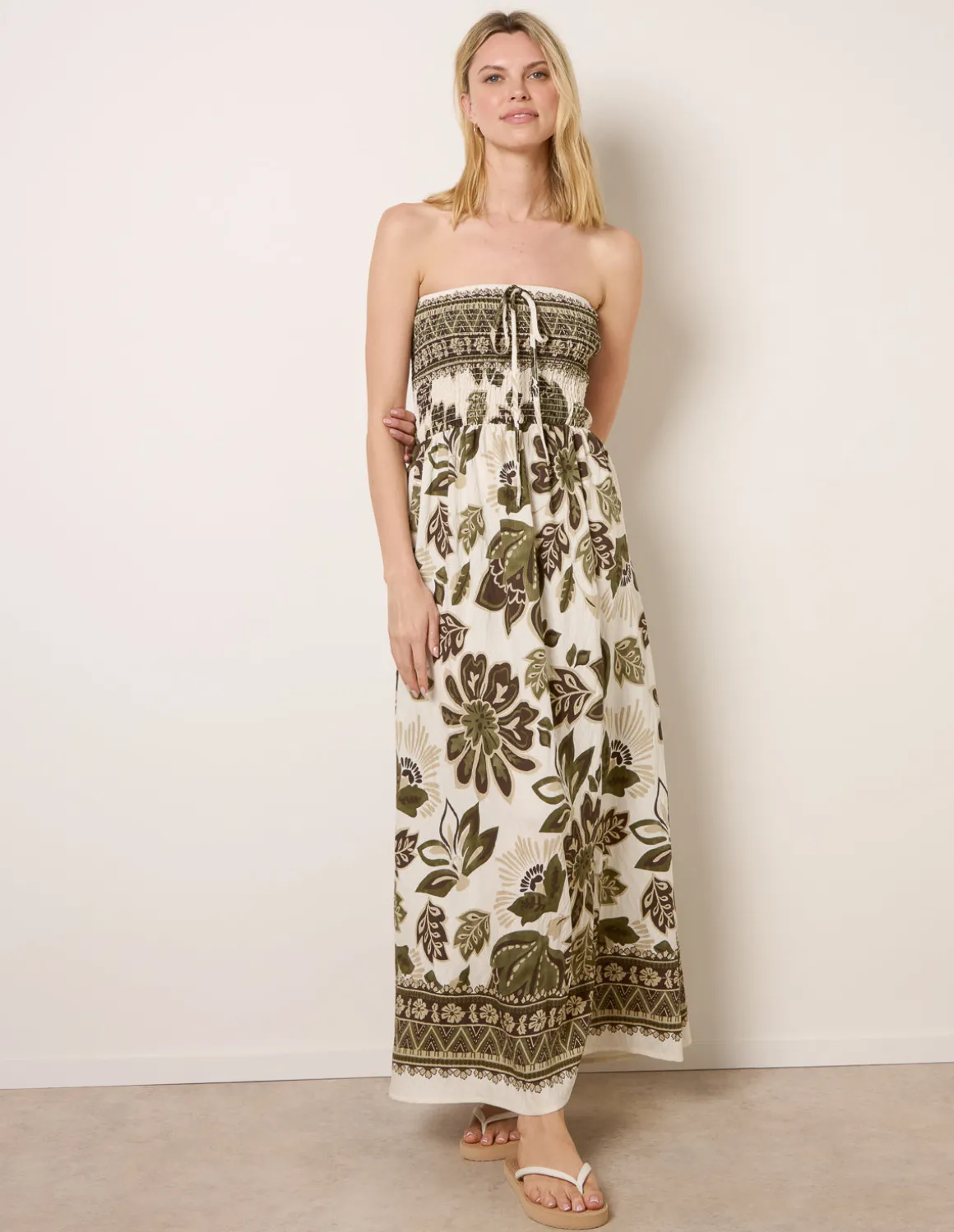 Flower Print Bandeau Maxi Dress