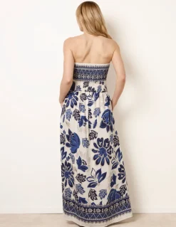 Flower Print Bandeau Maxi Dress