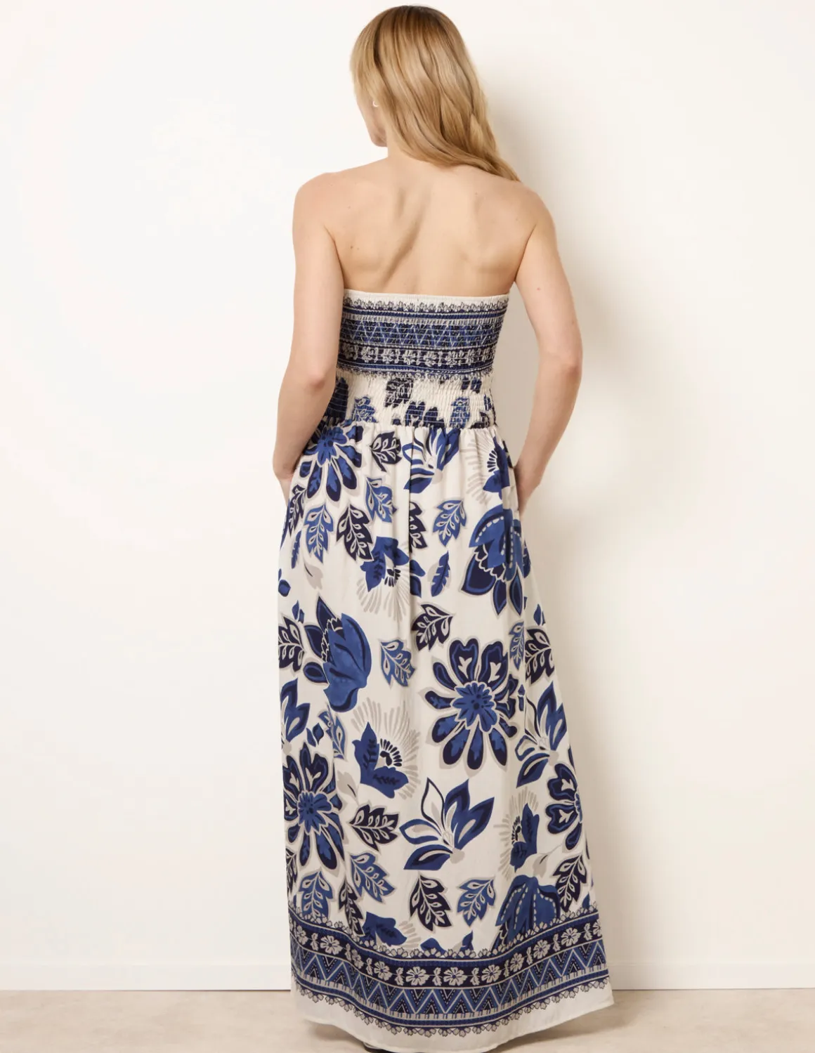 Flower Print Bandeau Maxi Dress
