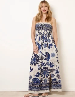 Flower Print Bandeau Maxi Dress