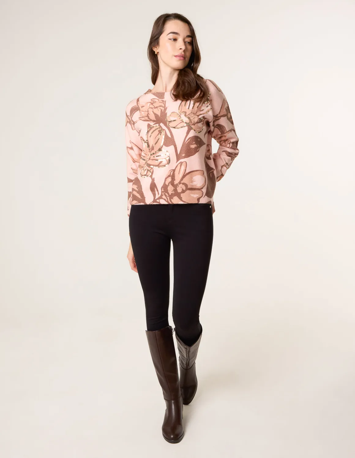 Flower Sequin Detailed Jumper