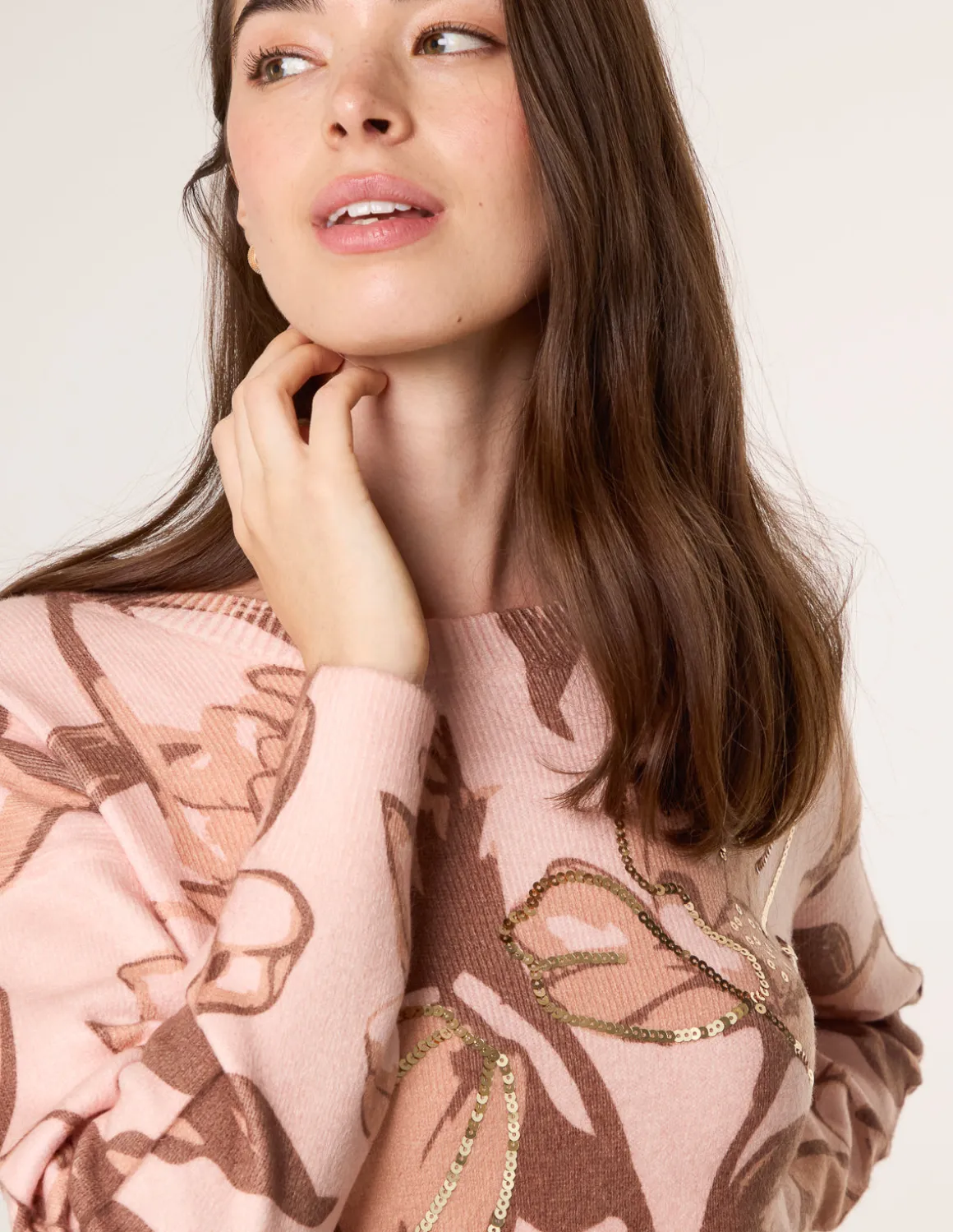 Flower Sequin Detailed Jumper