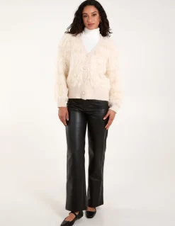 Fluffy Pearl Button Cardigan