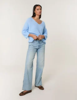 Fluffy Textured V Neck Jumper