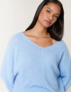Fluffy Textured V Neck Jumper