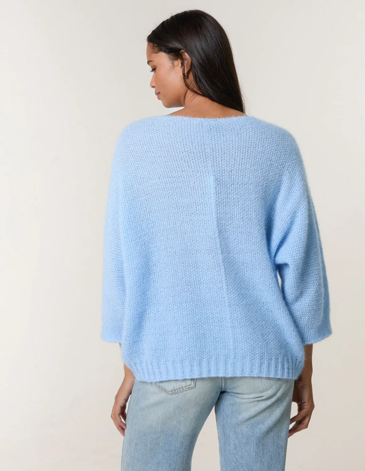 Fluffy Textured V Neck Jumper
