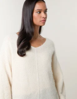 Fluffy Textured V Neck Jumper