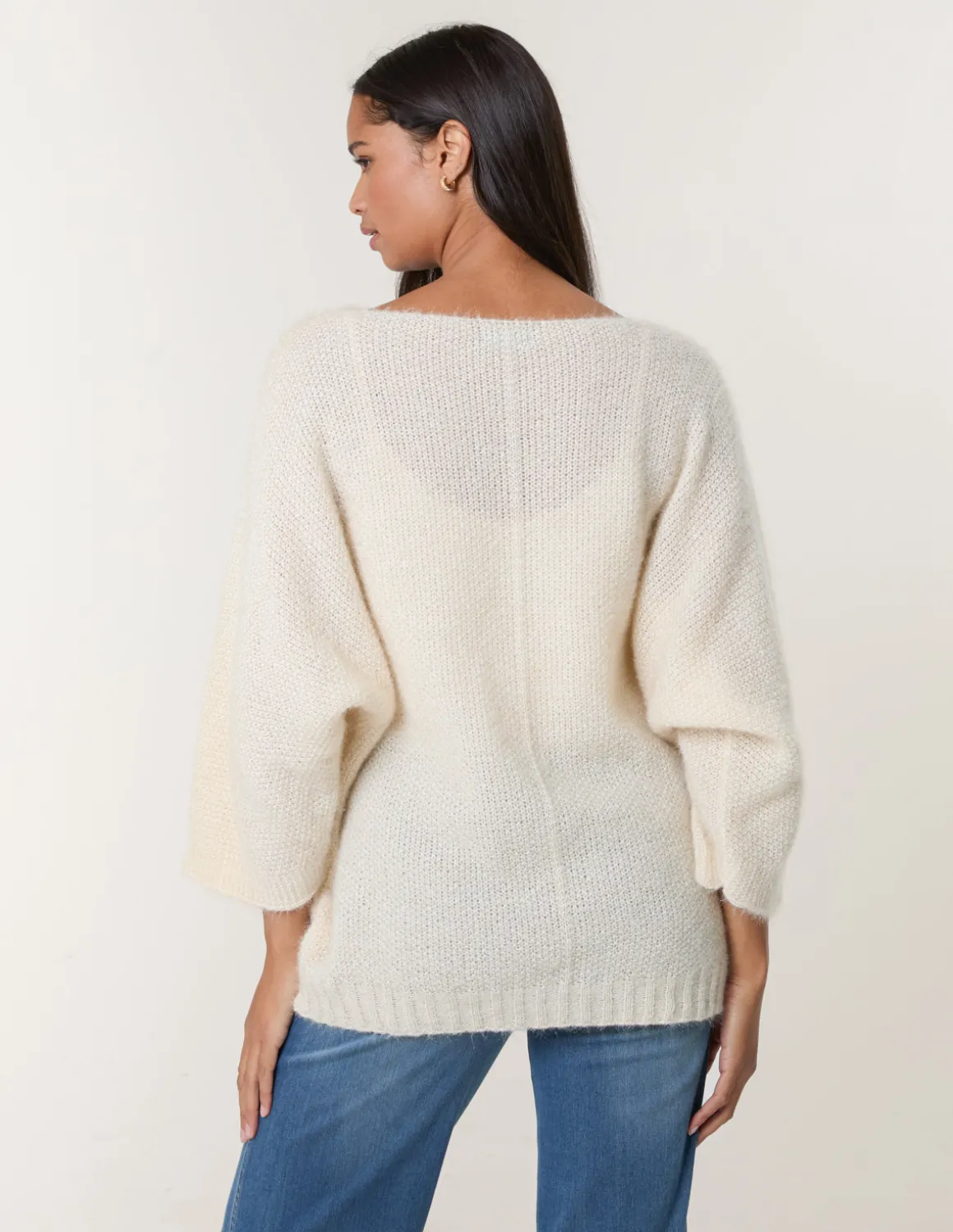 Fluffy Textured V Neck Jumper