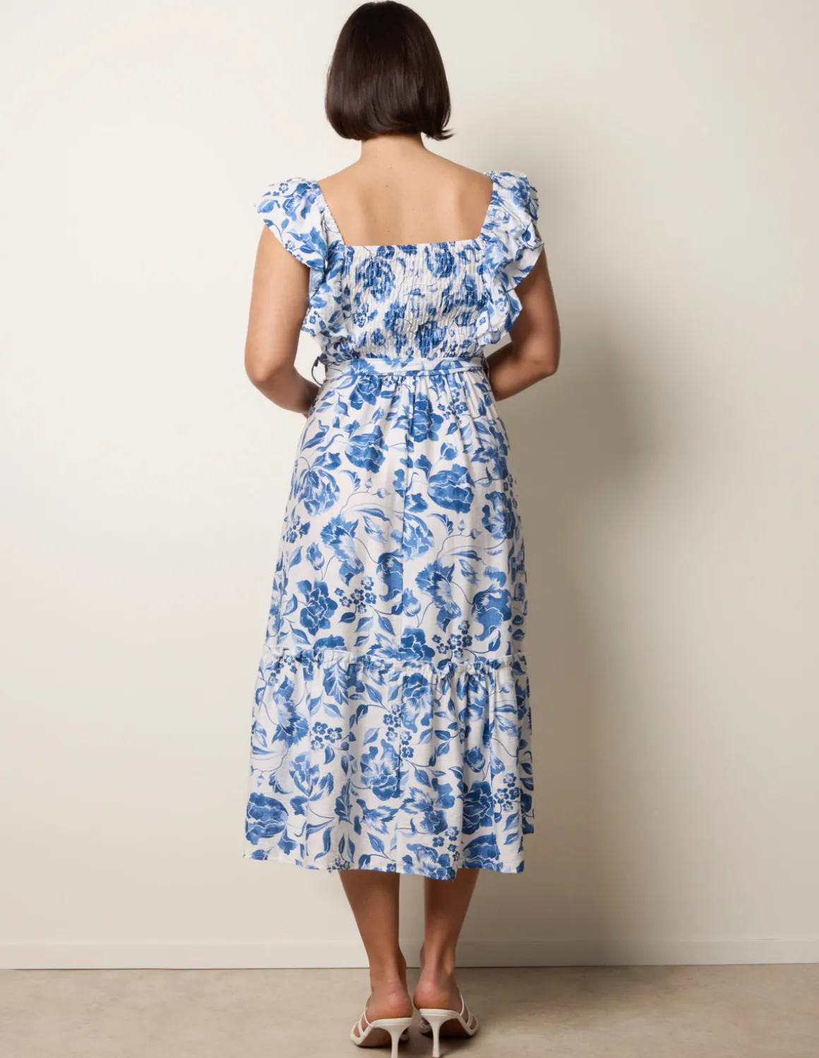 Frill Sleeveless Dress With Floral Print