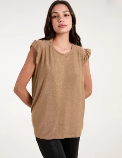 Frill Sleeve Metallic Top