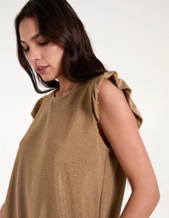 Frill Sleeve Metallic Top
