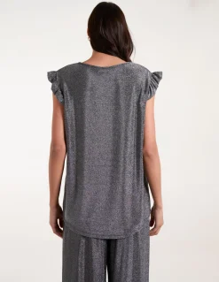 Frill Sleeve Metallic Top