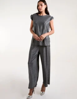 Frill Sleeve Metallic Top