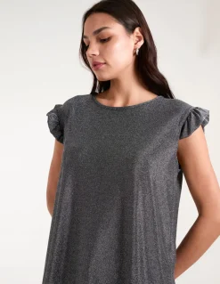 Frill Sleeve Metallic Top