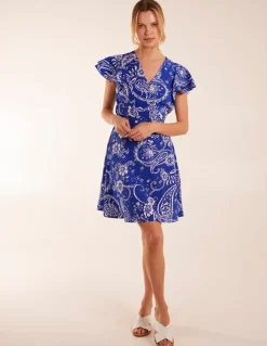 Frill Sleeve Wrap Belted Mini Dress