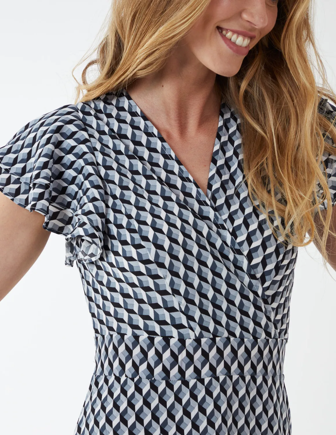 Geo Print Wrap Dress