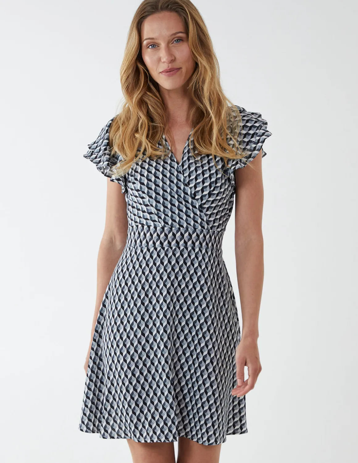 Geo Print Wrap Dress