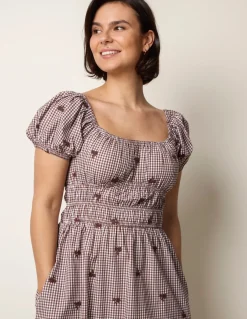Gingham Milkmaid Midi Dress