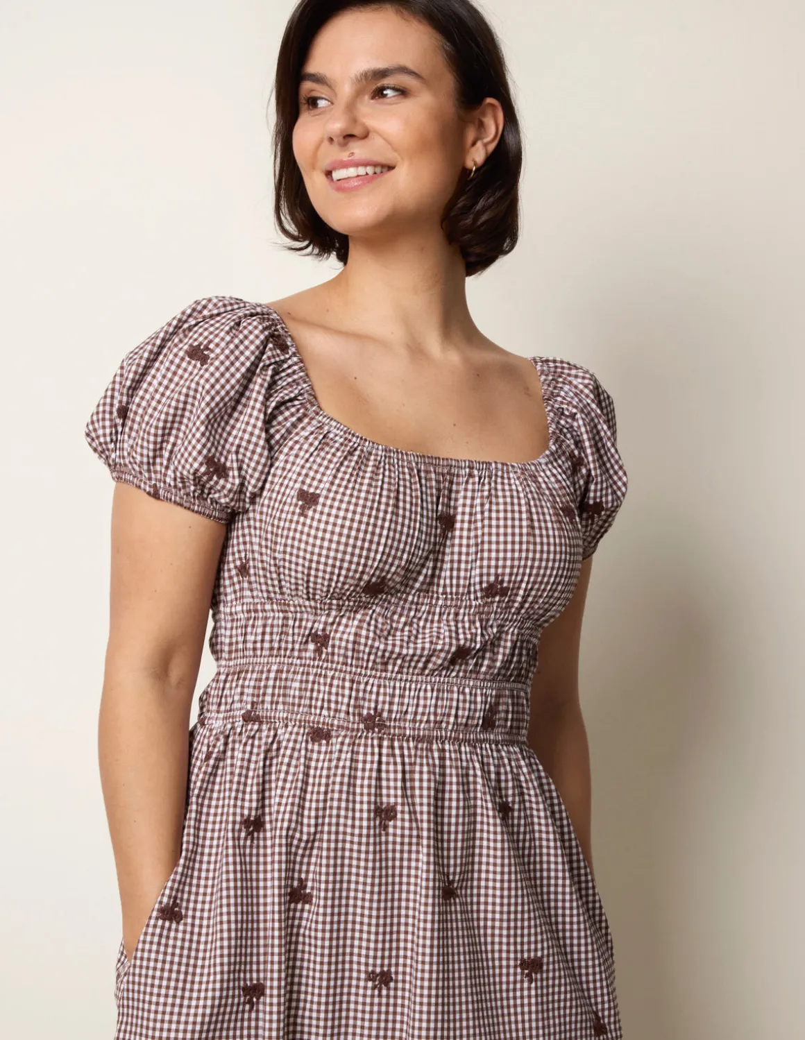 Gingham Milkmaid Midi Dress