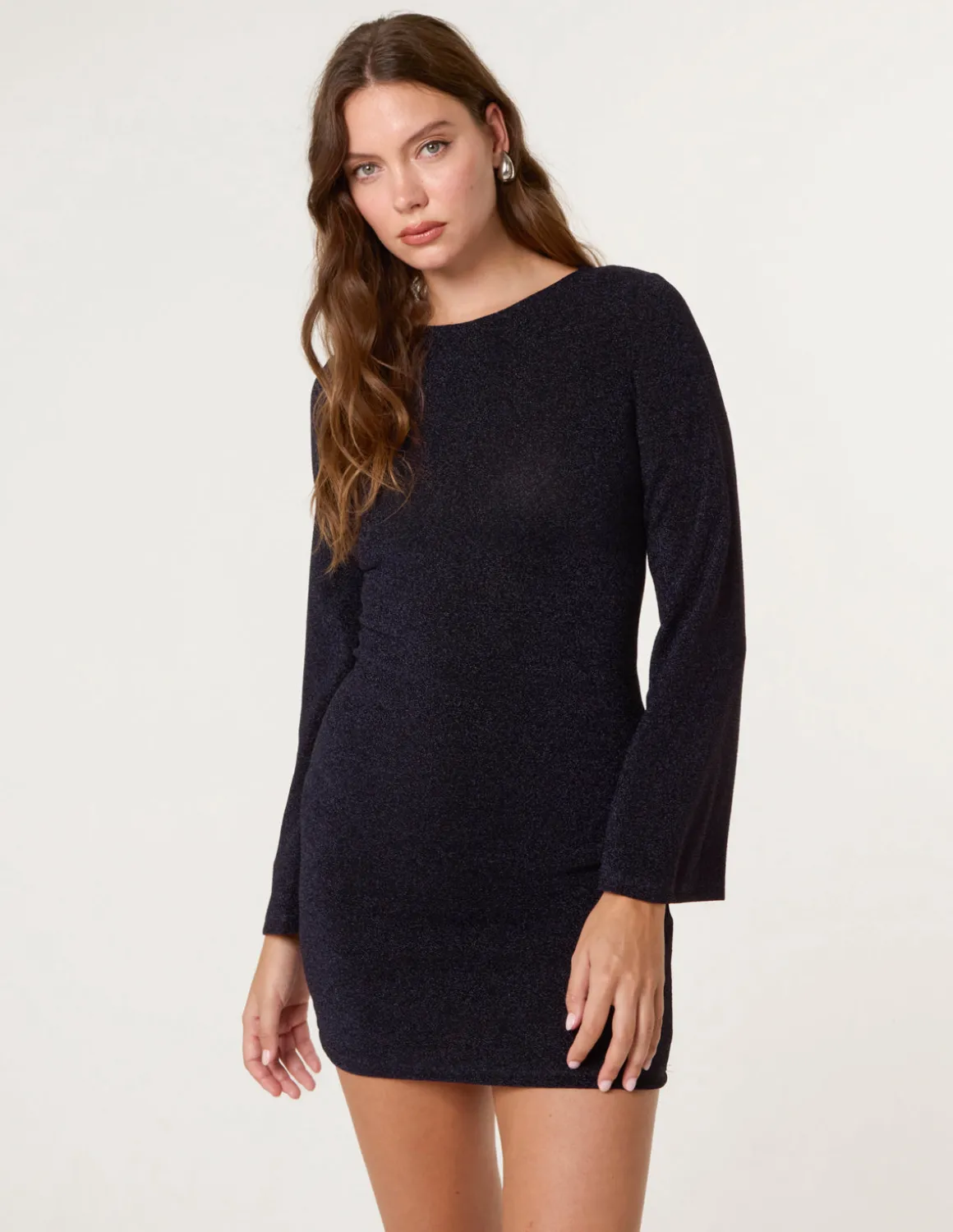 Glitter Mini Dress With Back Tie