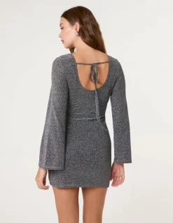 Glitter Mini Dress With Back Tie
